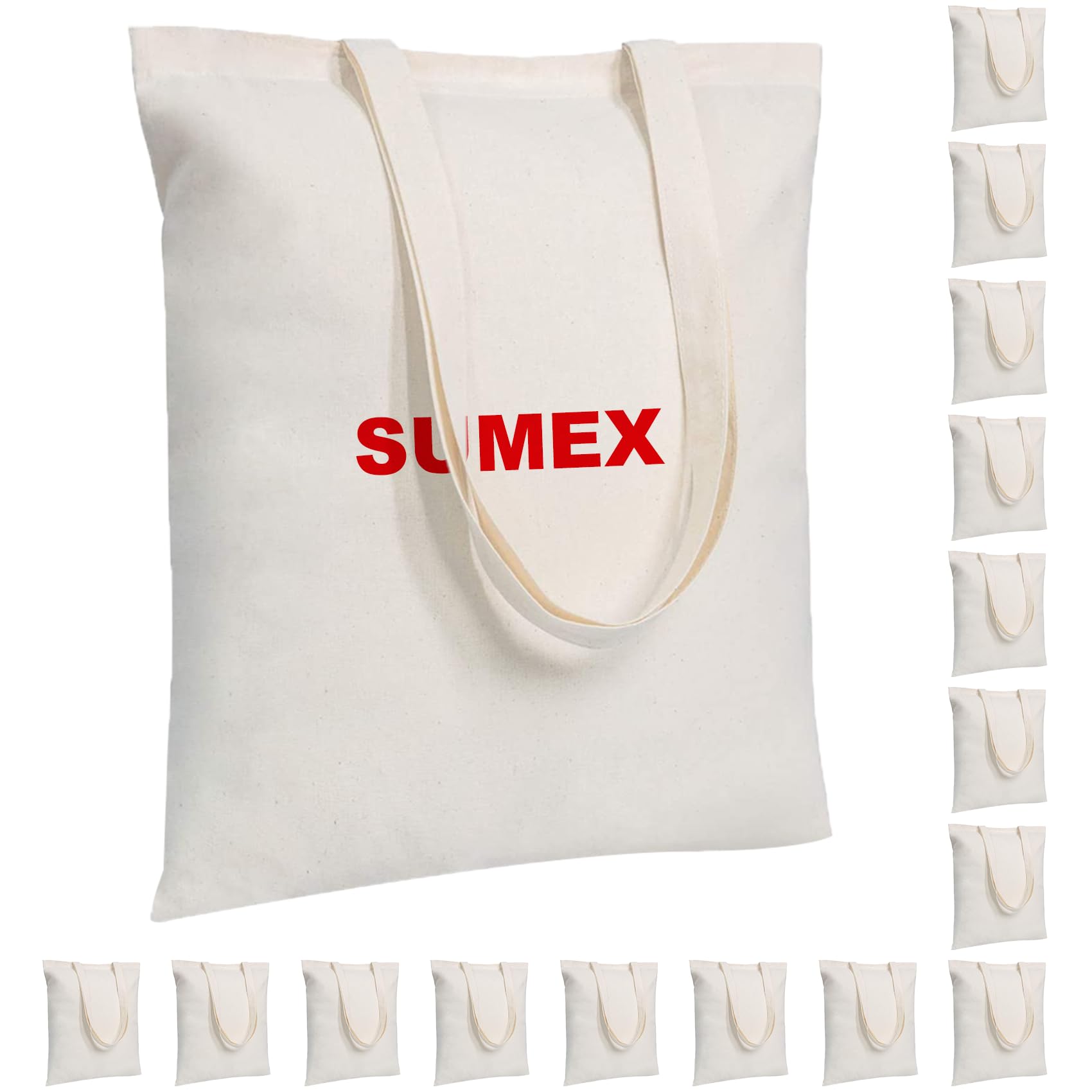 Sumex Sublimation Blanks Canvas Tote Bags Bulk,16 Pack 14"×16" Polyester Reusable Shopping Canvas Bag for Heat Press（Off White）