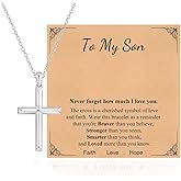Myfresty 925 Sterling Silver Cross Necklace for Men - Silver Small Cross Pendant Necklaces for Dad/Son/Grandson/Brother Simple Christian Faith Religious Gifts Easter Birthday Confirmation Baptism