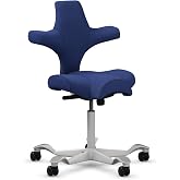 HAG Capisco Sit to Stand Chair-Silver Frame-Upholstered Cobalt Blue