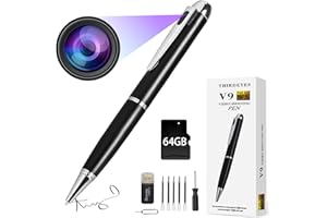 HIGSEEU 1080P Camera Pen, 64GB Mini Nanny Camera, Body Cam with Loop Recording, Taking Photo, Rechargeable Video Camera for Baby & Pet Monitor, Office-One Button Surveillance Camera
