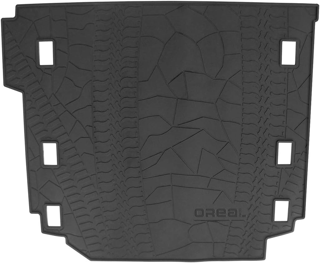 OREALTECH All Weather Waterproof Black Rear Trunk Protection Boot Mat Heavy Duty Cargo Tray Liner Car Storage Pad Carpet Latex for Jeep Wrangler JL 2018 2019