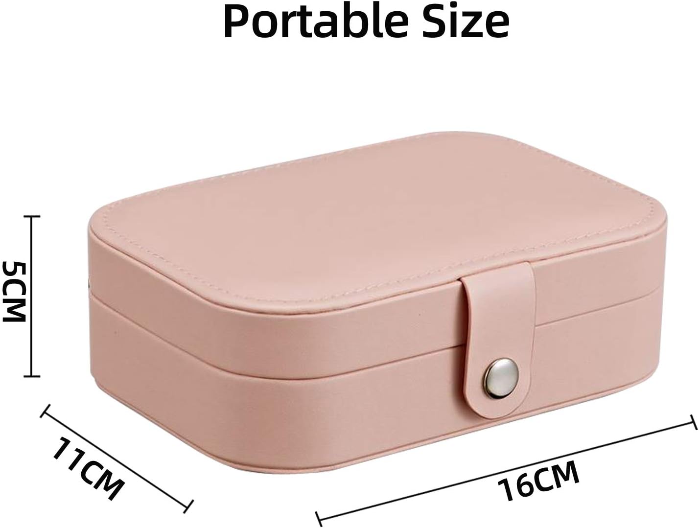 Jewelry Box for Women, Portable Double-Layer Jewelry Storage Box, Earrings, Rings, Necklaces, Bracelets, PU Leather Compact Portable Jewelry Suitcase, Pink Jewelry Box: Home Improvement