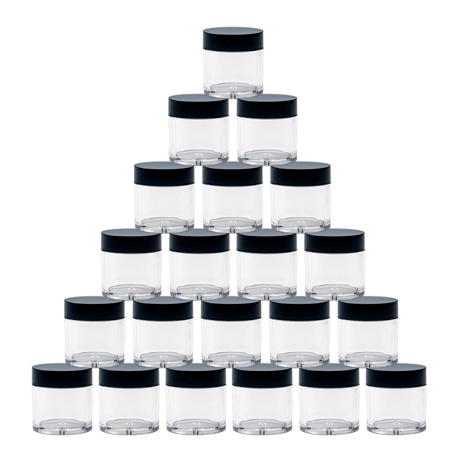 21pcs 10 Gram 10ml Jars, Sample Pots, Mini Jars With Lids, Clear Round Plastic Jar With 2 Mini Spatulas For Various Cosmetic Products, Samples， Eye Shadow Lip Balm, and Nail Powder