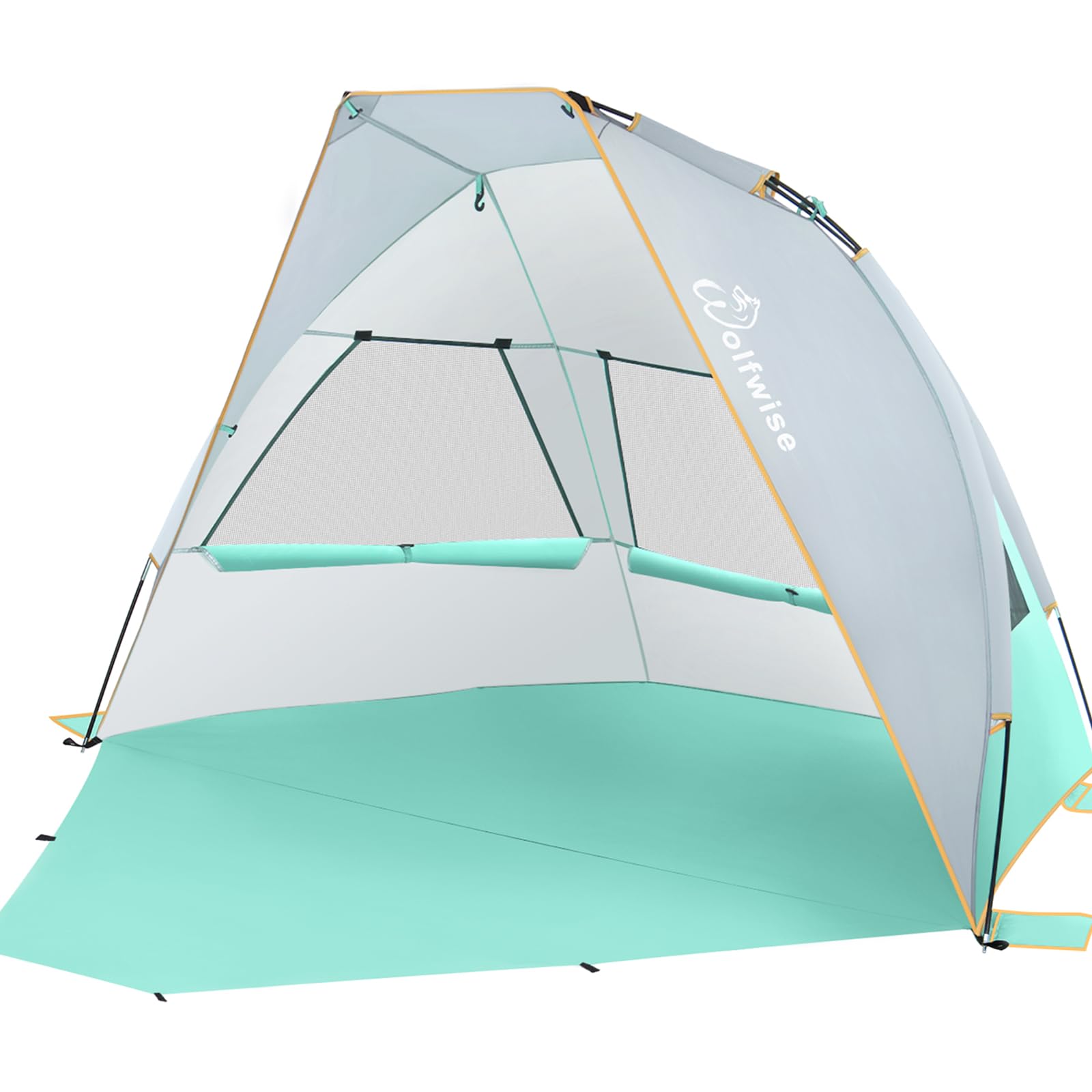 Wolfwise Beach Tent Sun Shelter with Extendable Floor for Privacy, Portable Beach Tents Umbrella with Carrying Bag, UV Beach Shade for 3 Person, 210 x115x125 CM (83 x45x49 IN), Green — image 1