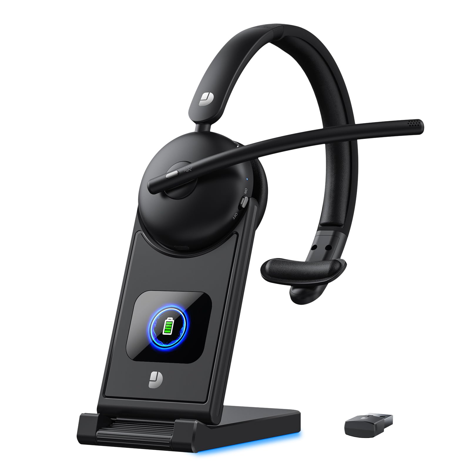 Photo 1 of Wireless Headset with Mic for Work, Wireless Headset with Microphone (Noise Cancelling), Smart Mult-Func Dock, 65H Worktime&Fast Charge Bluetooth Headphones for Work/PC/Computer/Call Center/Teams/Zoom