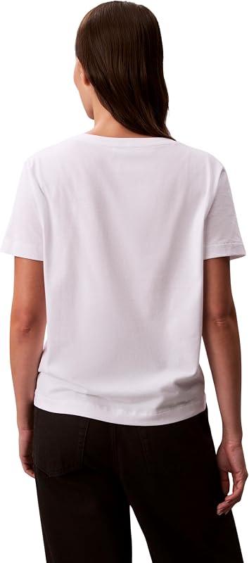 Damen 2er Pack T-Shirts Kurzarm Logo Tee mit V-Ausschnitt, Mehrfarbig (Adrenaline Rush/Brilliant White), S