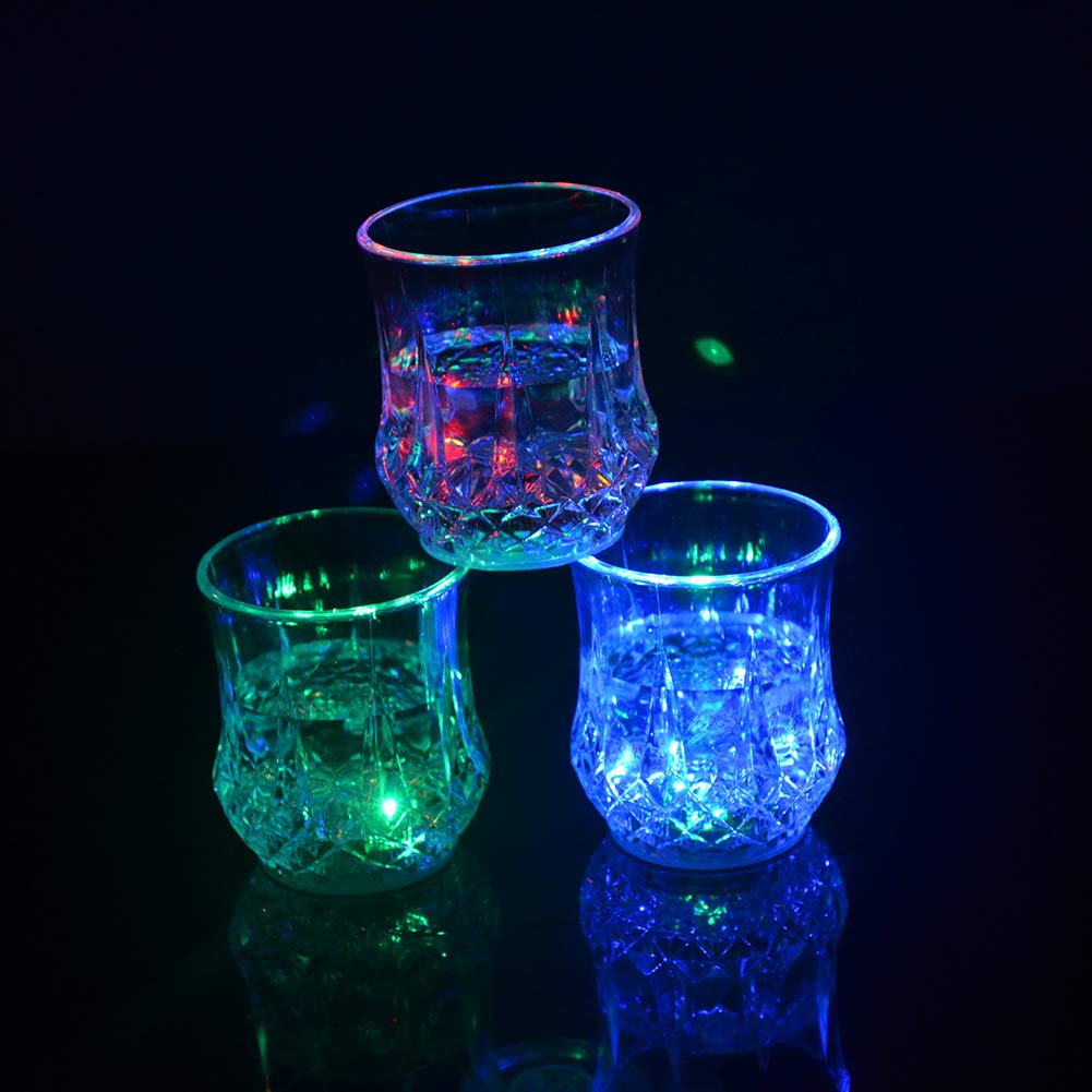 ITODA Flash Light Up Cups Pineapple Shaped Drinking Glasses Colorful Led Glowing Water Liquid Sensing Glass Cup Luminous Cup Beer Whisky Wine Glasses for Home Party Club Bar (3Pack)