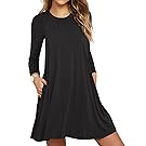 TOPONSKY Women's Tunic Pockets Casual Swing T-Shirt Plain Loose Dress