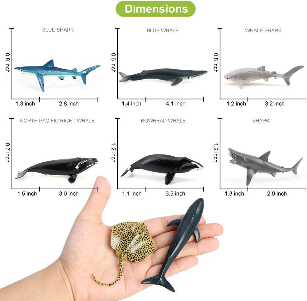 Volnau Mini Sea Creature Toys Figures 12PCS Marine Fish Animal Figurines for Toddlers Kids Birthday Decoration Plastic Preschool Pack Bath Set Great White Shark - Image 5