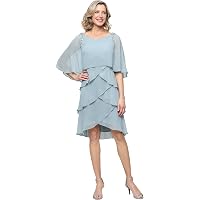 slim fit dress slacks SL Fashions Women's Metalllic Floral Cocktail Shift Dress with Cascade Jacket - Blue