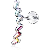 BelezaDosas G23 Titanium Labret Studs Threadless Push-in CZ Press Fit 16G 6mm 8mm 10mm Lip Cluster Tragus Helix Medusa Cartilage Push Back Piercing Jewelry for Men Women