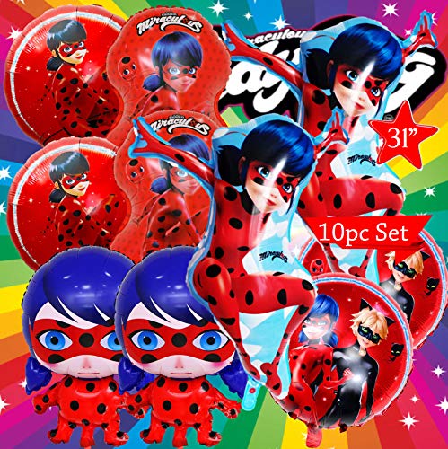 10pc XL Miraculous Ladybug Lady bug Birthday Party Latex Balloons balloon decoration banner supplies