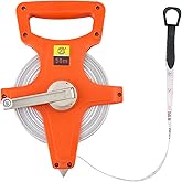 QWORK 1/2" x 164' Open Reel Dual Sided Fiberglass Tape Measure for Engineer, Orange