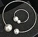 wiipujewelry WIIPU Shiny Wire Hook Loop Big White Pearl Choker Bib Collar Necklace Bracelet Set(D781)
