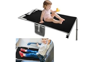 Black Toddler Airplane Bed Seat Extender,Kids Travel Essentials Traveling Airplane Bed with Fasten Belt, Portable Long Trip F