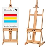 MEEDEN Large H-Frame Easel - Beech Wood Artist Studio Easel 53" to 91"H - Adjustable Art Painting Easel Holds Canvas Up to 78