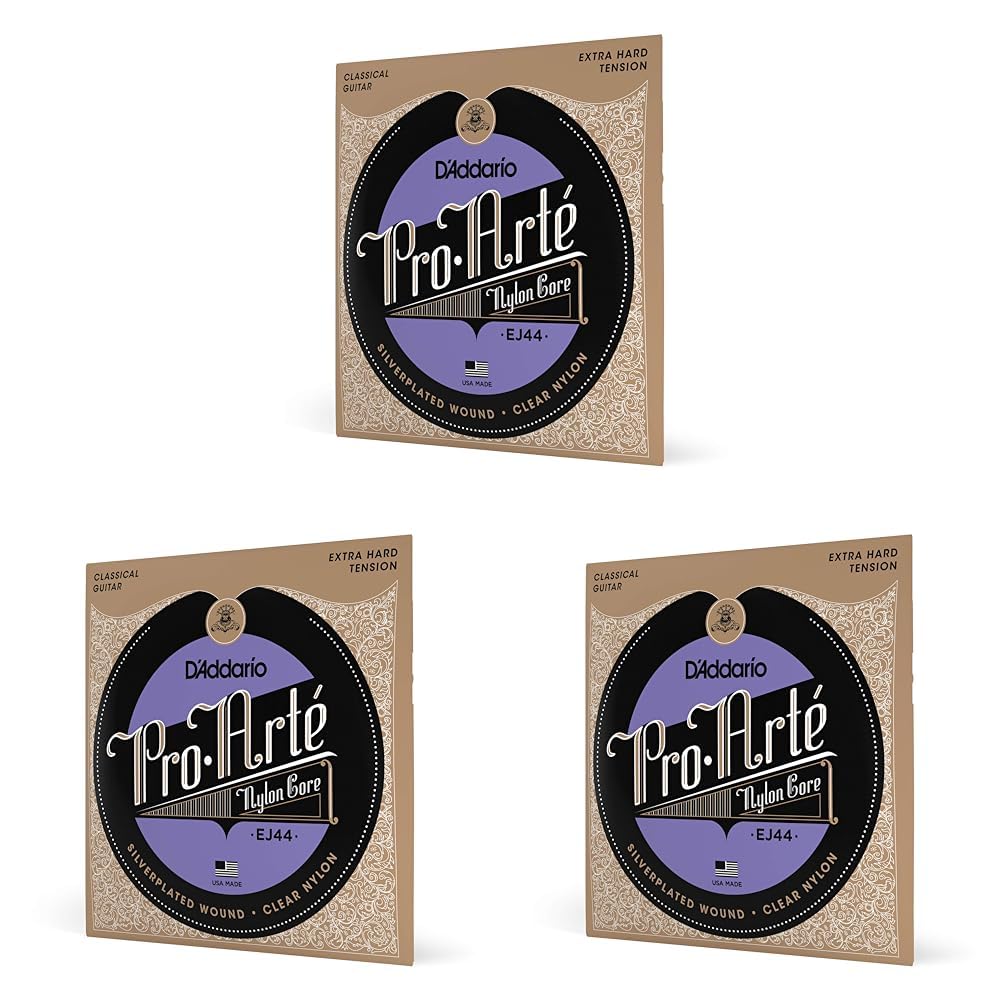 D'Addario Guitar Strings - Pro-Arte Classical Guitar Strings - EJ44 - Nylon Guitar Strings - Silver Plated Wound, Nylon Core - Extra-Hard Tension, 3-Pack — image 1