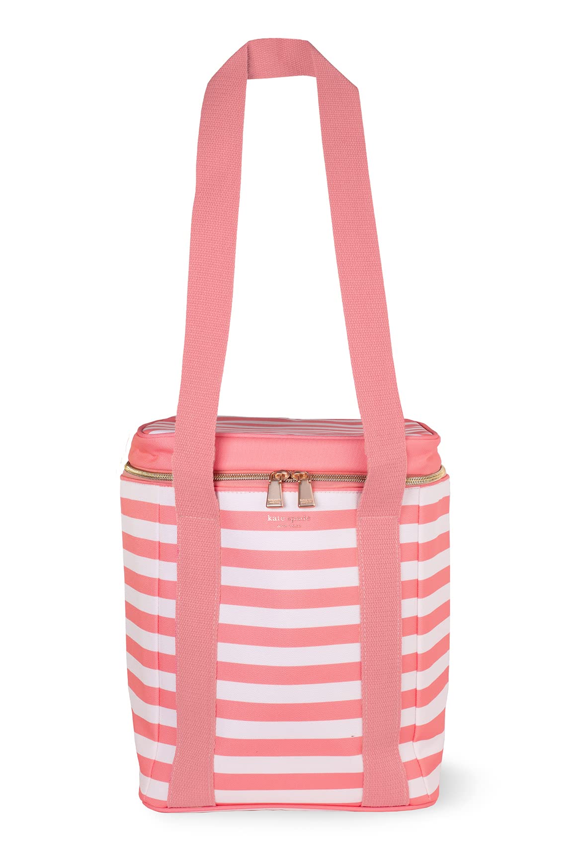 Kate Spade New York Pink Wine Cooler Bag, Insulated Bag for Picnics, 4-Bottle Wine Tote, Large Capacity Soft Cooler, Terrace Stripe