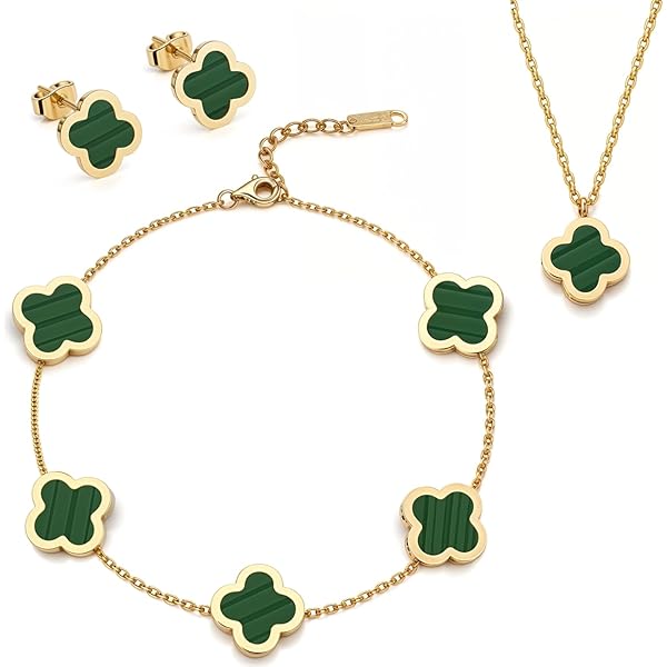 Amazon.com: HighSpark Jewelry Set for Women | Clover Necklace
