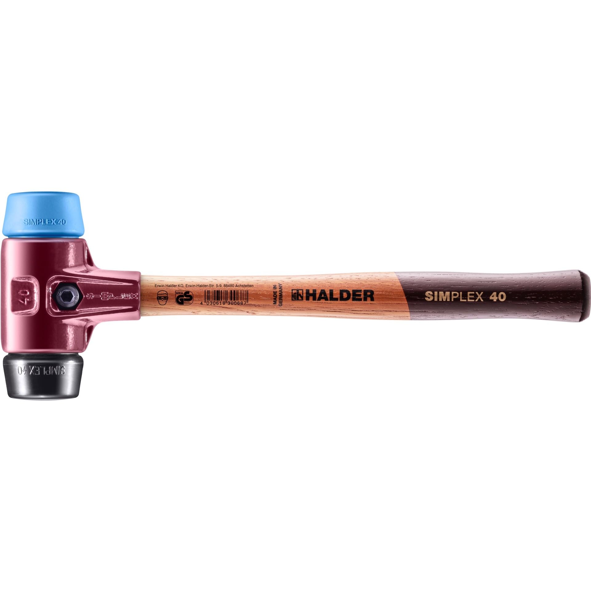 Halder 3012040"Simplex Soft-Face Rubber/TPE-Soft" Mallet, Multi-Colour, 40 mm