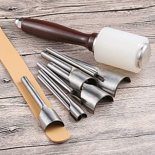 Caydo 8 Pieces Leather Tools Craft HalfRound Cutter Punch for Crafting