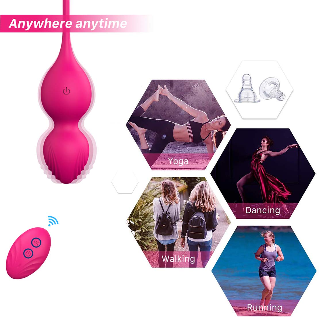 Kegel Balls Exercises Weight, Premium Ben Wa Ball with Wireless Remote for Women, Tightening & Strengthen Bladder Control Trainer Pelvic Floor Exerciser (Pink)