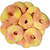 SweetGlob Sour Gummy Rings Candy Soft, Chewy, Fruity Sour Gummies Assorted Fruit Flavors Bulk Bag for Snacking &amp; Parties (2 Pound (Pack of 1), Peach)