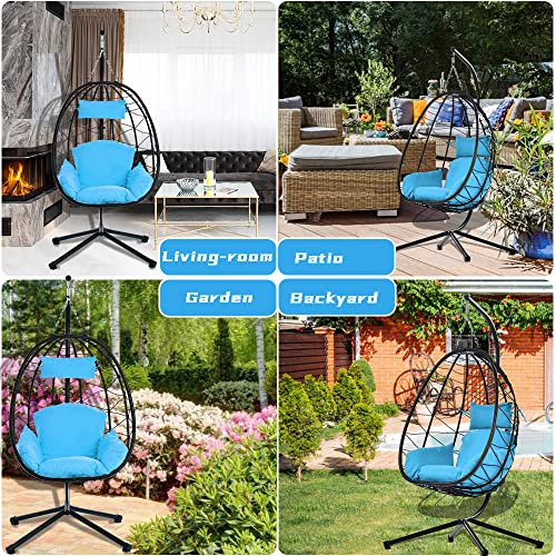 SEGMART Hanging Egg Chair with Stand and UV Resistant Cushion, Indoor