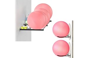 Lhysn Yoga Ball Holder - Extra Large Wall Rack for Gym Garage Storage, Suitable for Stability/Theraband/Exercise/Barre Balls and Yoga Block