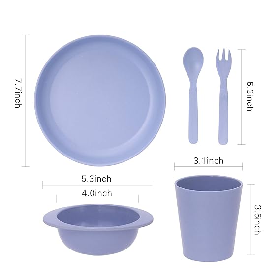 Amazon.com: Juego de vajilla de bambú para bebé, no tóxico y ...