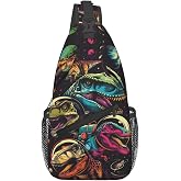 QWEHHEVG Dinosaurs In Space Outdoor Crossbody Shoulder Bag For Unisex Young Adult Hiking Bicycling