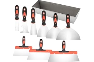 TVWVT Drywall Knife Set, 10 Pcs Stainless Steel Drywall Hand Tool Kit Includes Putty knife, Taping knife, Painter Scraper Too