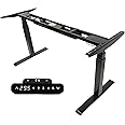 ApexDesk K Series Adjustable Desk Legs High Low Range 3 Stage with Dual Motor Legs Electric Adjustable Standing Desk Frame for Home, Office, Gaming Width and Height Adjustable (Black Desk Frame Only)