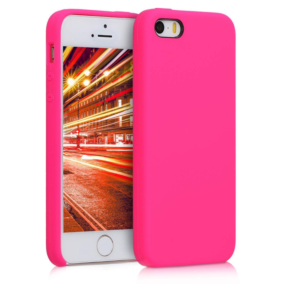kwmobile Case Compatible with Apple iPhone SE (1.Gen 2016) / iPhone 5 / iPhone 5S Case - TPU Silicone Phone Cover with Soft Finish - Neon Pink โ image 1