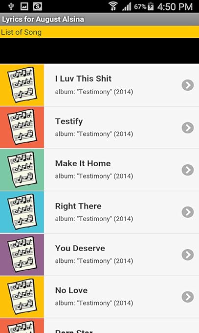 Amazon Com Lyrics For August Alsina Appstore For Android