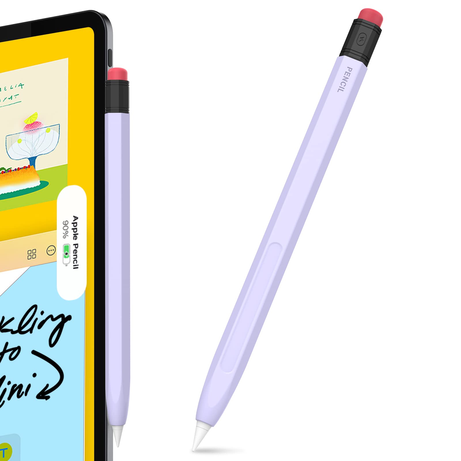 AHASTYLE Classic Pencil Case for Apple Pencil 2nd Generation & Apple Pencil Pro (2024) Silicone Protective Sleeve Apple Pencil Cover Compatible with Magnetic Charging and Double Tap (Lavender)