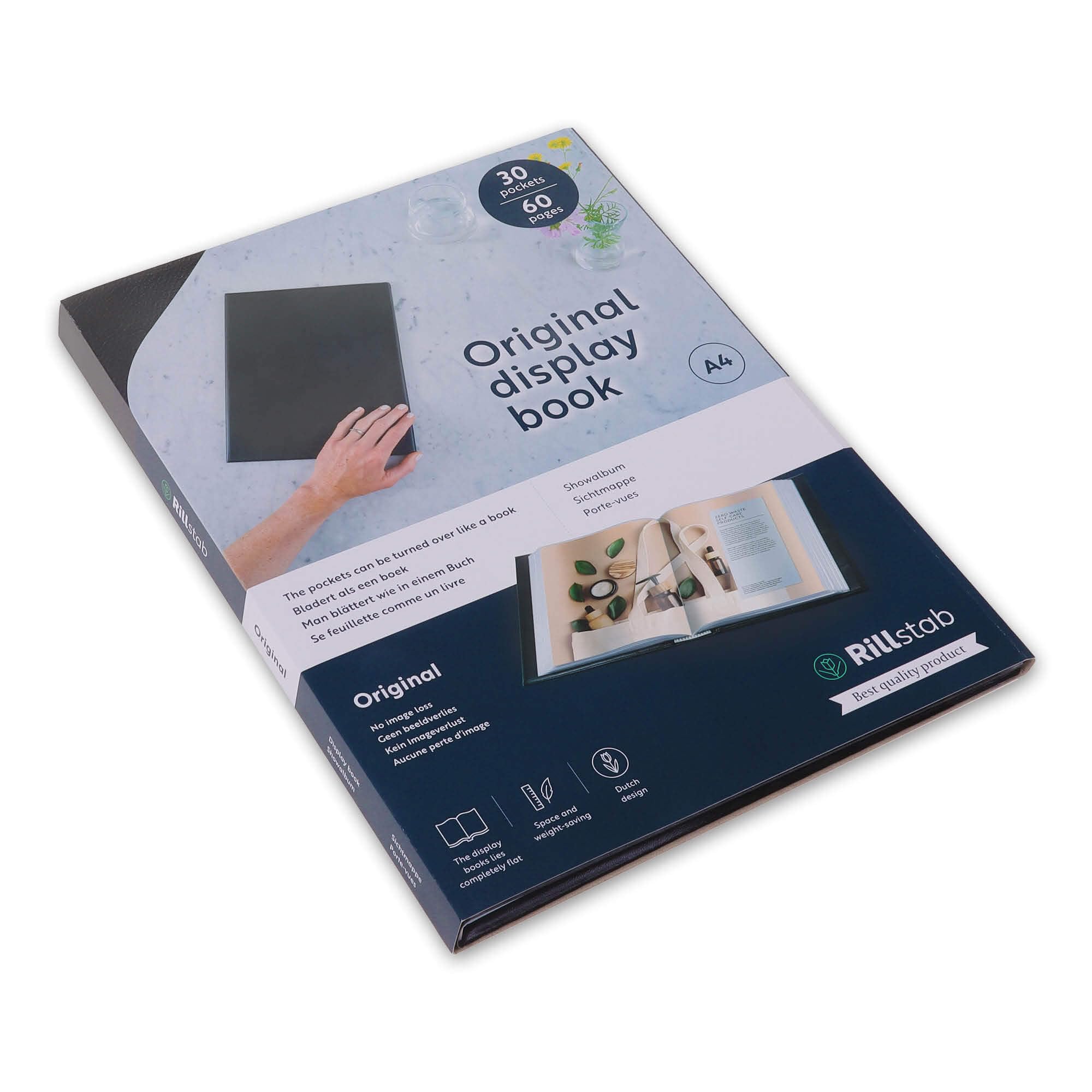 Rillstab Original Display Book (30 Transparent/Clear Pockets) | A4 Front Page Ring Binder Portfolio & Project Presentation Folder for Meetings & Conferences| Poly Clear Pocket Folder | Black | 99434