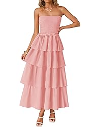 ZESICA Women‘s Summer Boho Strapless Maxi Dress
