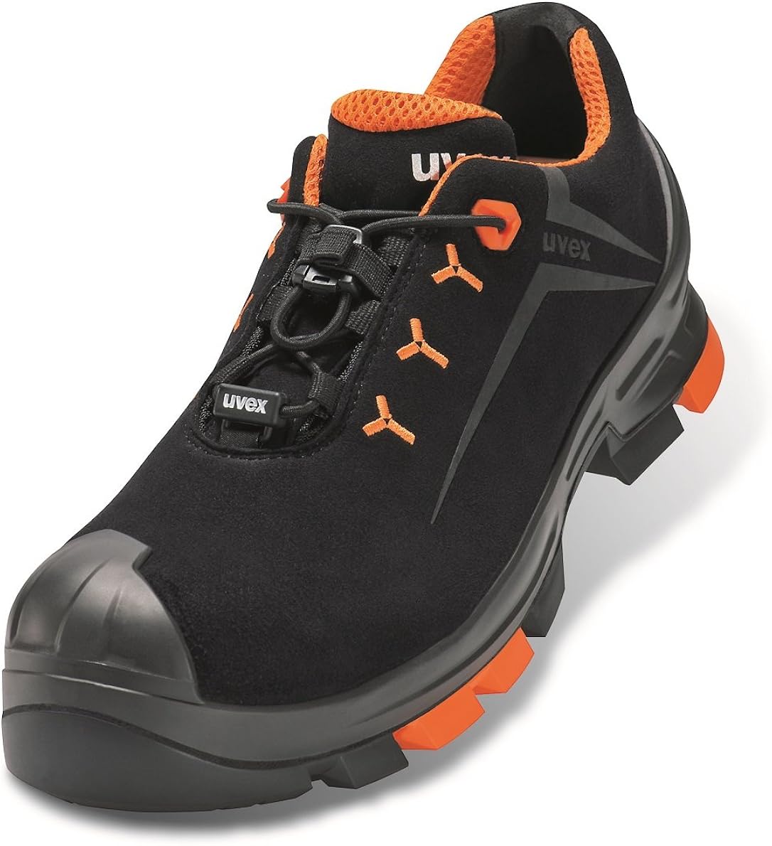 Uvex Low Shoe 6508/2 S3 Size 43 PU/PU W11, Nero Arancione, 10 UK