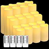 Enpornk Set of 24 Flameless Led Battery Opeated (D2.2'' x H4''5''6'') Waterproof Outdoor Indoor Candles with 10-Key Remotes and Cycling 24 Hours Timer