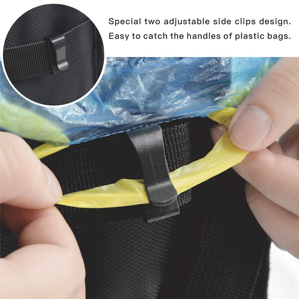 Car Garbage Can with Lid Multipurpose Trash Bin for Car Portable Car Trash Bag with Storage Pockets Hanging Car Trash Can100% Leak-Proof Car Organizer (Black)