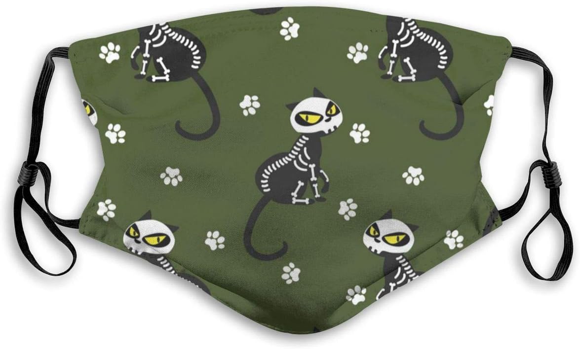 Shunga46s Halloween with Kitten Anti PM2.5 Breathing Mask Air Dust Face Mouth Mask Breathable Replaceable Filter Mask Mouth Dust Masks for Outdoor Sport Half Mask Dust Face Anti Pollution Mask