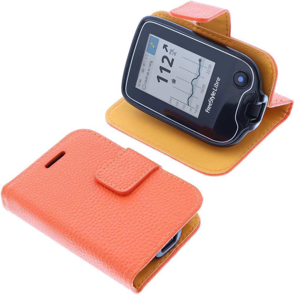 foto-kontor Bag compatible with Abbott Freestyle Libre 2 Book Style orange case protection cover book