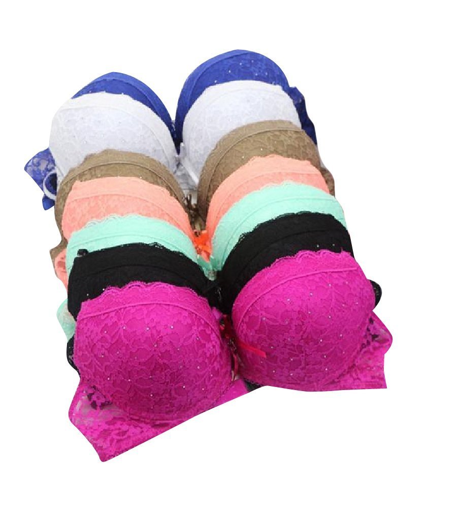 Winwinus Women's Lace Underwear Push Up Adjustable Bra+Pants Set Pack of 7