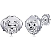 Maltese Stud Earrings 925 Sterling Silver Terrier Dog Puppy Pet Earrings Maltese Jewelry Gifts for women