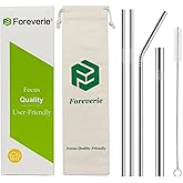 FOREVERIE Metal Stainless Steel Drinking Straws Reusable for 20 to 30 OZ Tumbler, Set of 6 Incl. 2 Straight 1 Bent & 1 Jumbo 