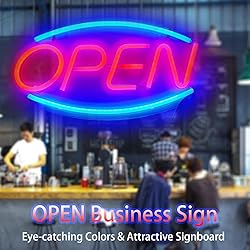 OPEN Neon Sign Lights 18'x 8.7' Big LED Wall Light