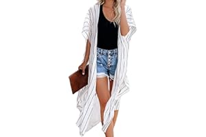 CHICALLURE Women Summer Kimono Cardigan Beach Open Front Top Swimsuit Cover Up Casual Shirt