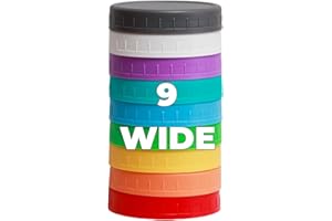 Jumterlee 9 Pack Wide Mouth Mason Jar Lids with Silicone Rings, Colored Mason Jar Lids, Plastic Mason Jar Lids,Fit Ball,Kerr and More (Multicolored)