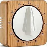 ALBAYRAK No Batteries Required Kitchen Timers for Cooking, Bamboo Design (Plastic) Chef Cooking Timer Clock with Loud Alarm - 100% Mechanical Desk Timer - Magnetic Backing